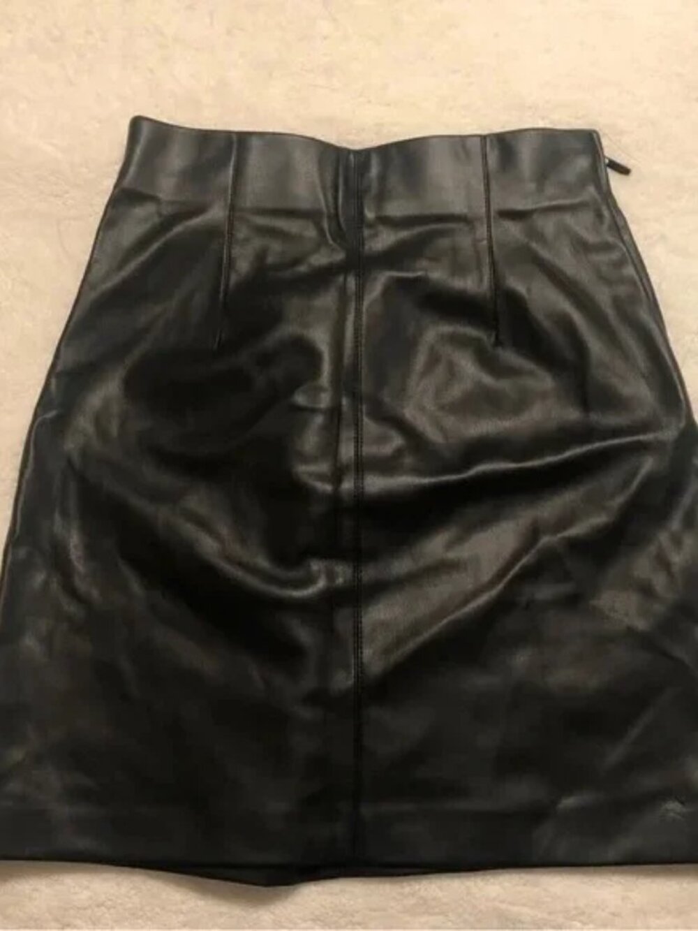 NEW Zara Vegan Leather Mini Skirt Black High Waist Side Zip Faux Leather Size XS